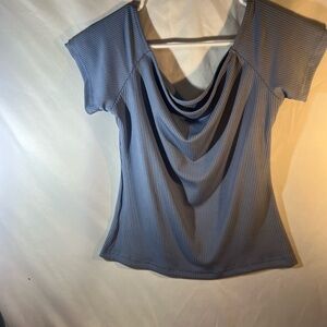 SHEIN Blue Draped Neck Blouse